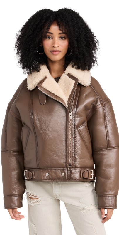 Acne Studios Shearling Jacket BROWN/LIGHT CAMEL