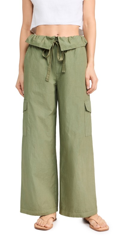 Stateside Fine Poplin Foldover Cargo Pants Fern