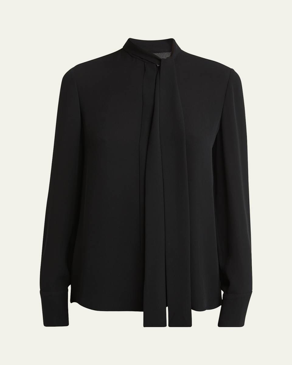 Silk Georgette Blouse with Tie Neckline