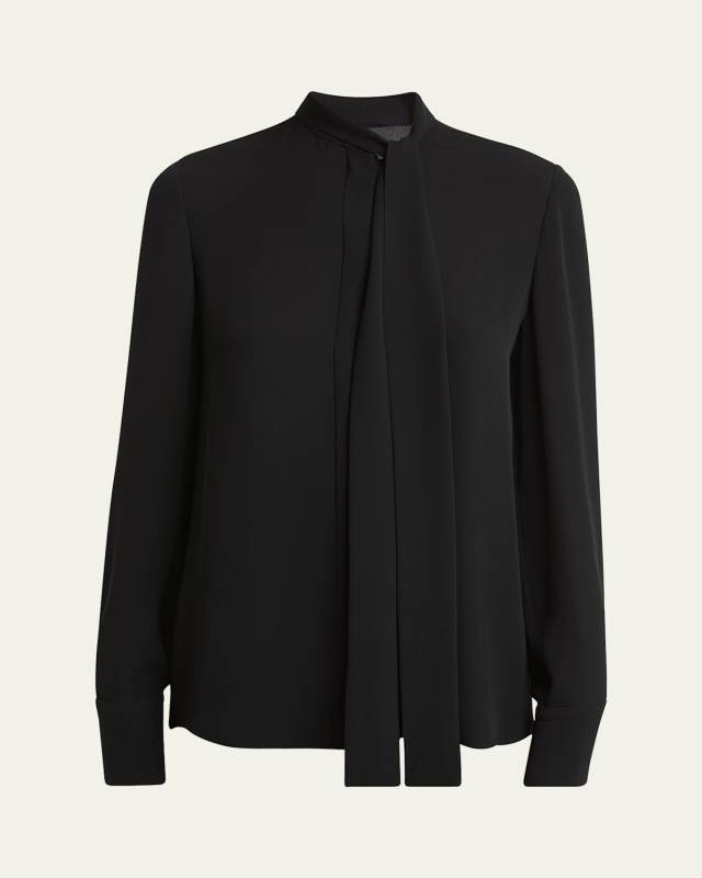 Silk Georgette Blouse with Tie Neckline