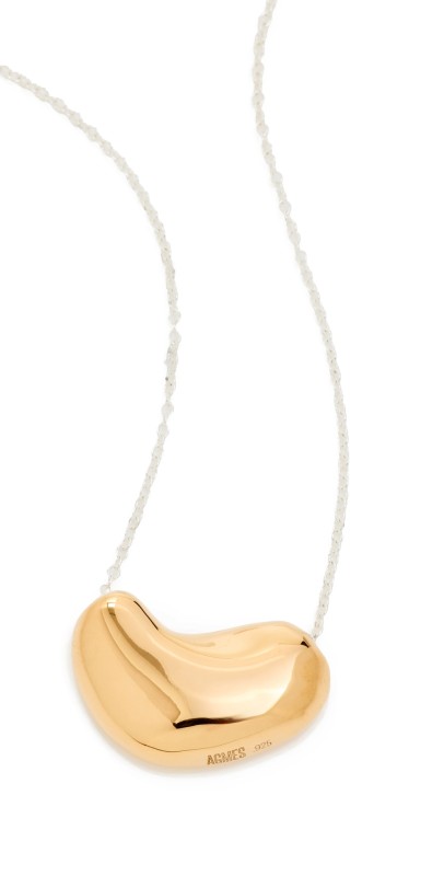 AGMES Small Sculpted Heart Pendant Necklace Gold