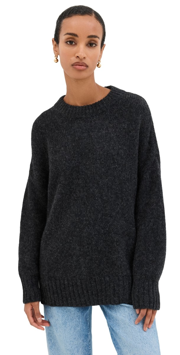 Jenni Kayne Alpaca Cocoon Crew Neck Pullover Charcoal
