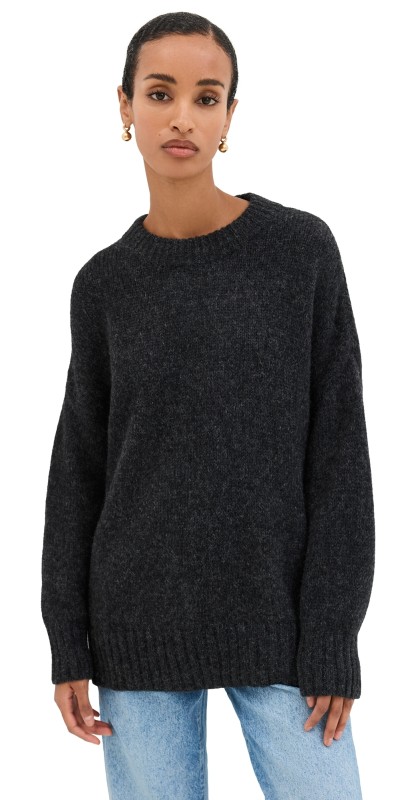 Jenni Kayne Alpaca Cocoon Crew Neck Pullover Charcoal