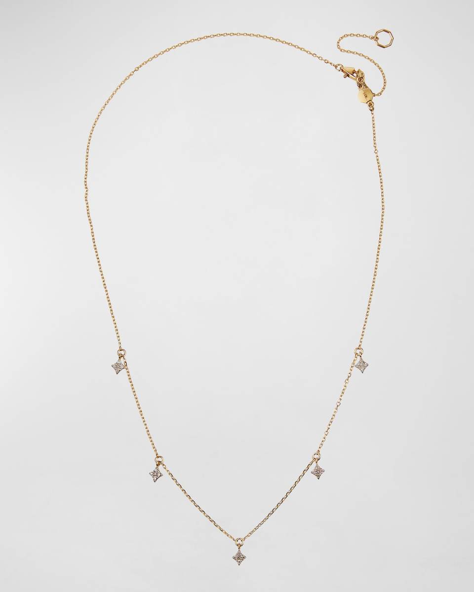 14k Gold Four-Point Diamond Star Dangle Necklace