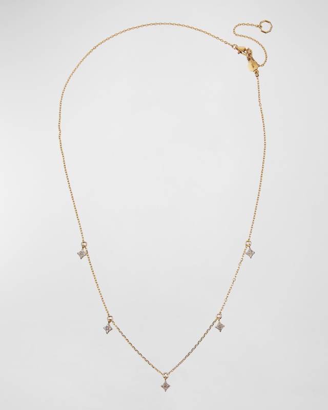 14k Gold Four-Point Diamond Star Dangle Necklace