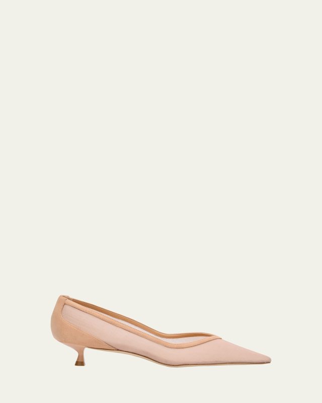 Eva Mesh Kitten-Heel Pumps