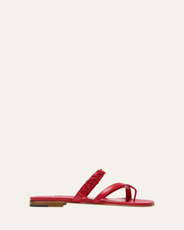 Corasu Beaded Leather Slide Sandals