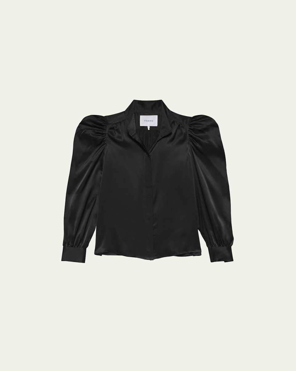 Gillian Long-Sleeve Silk Top