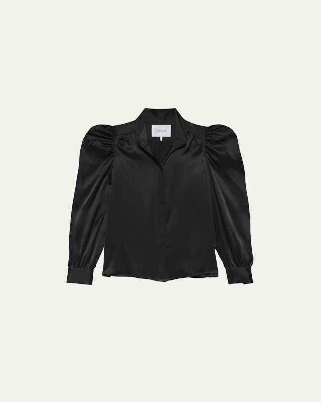Gillian Long-Sleeve Silk Top