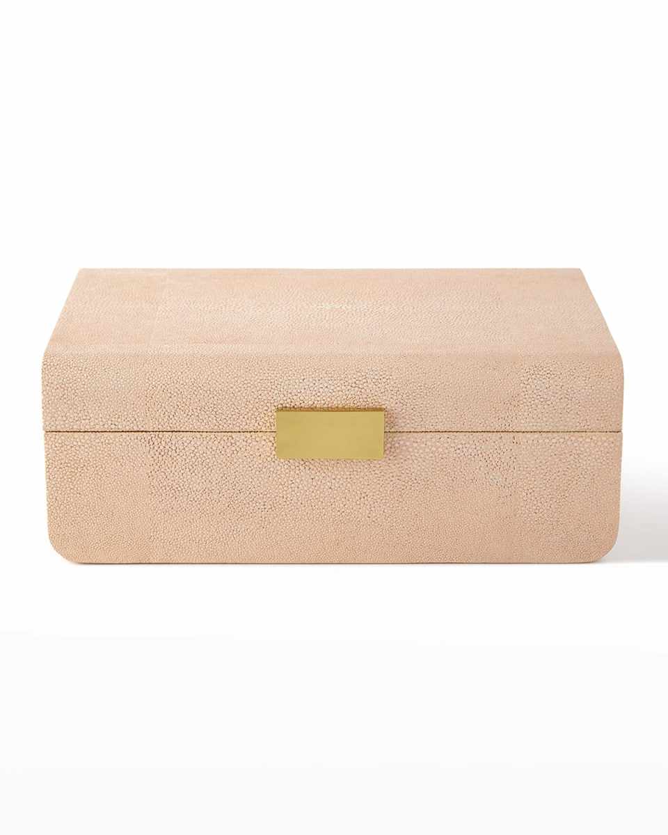 Large Blush Modern Faux Shagreen Decorative Box