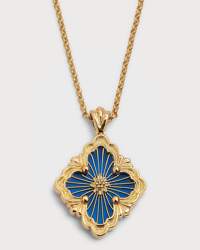 Opera Tulle Pendant Necklace in Big Motif Blue and 18K Yellow Gold