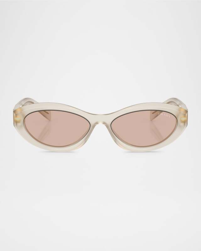 PR 26ZS Beveled Acetate & Plastic Oval Sunglasses
