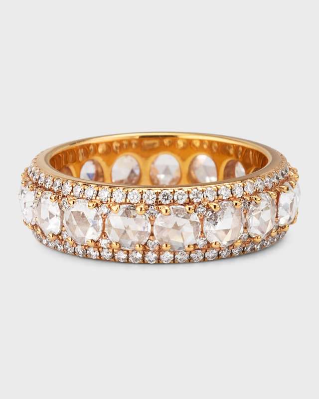 Linear 18K Rose Gold Diamond Ring w/ Pave Trim, Size 6, 2.50tcw