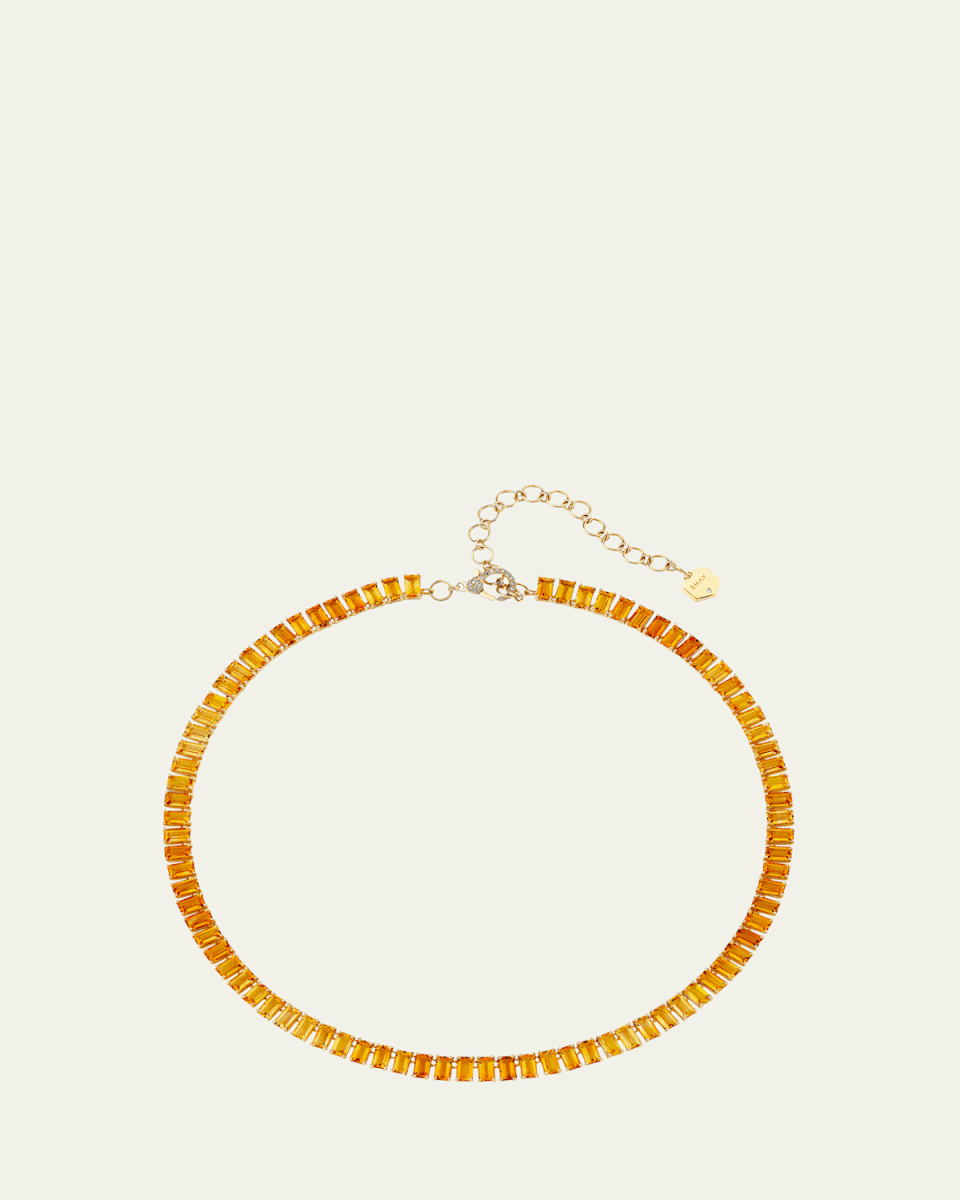 18K Yellow Gold Citrine and Yellow Sapphire Ombre Eternity Necklace