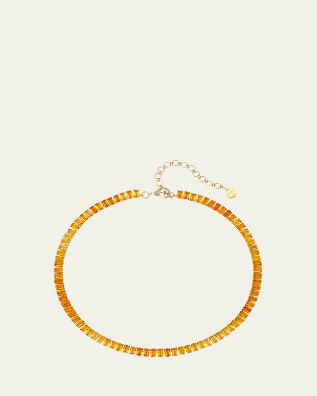 18K Yellow Gold Citrine and Yellow Sapphire Ombre Eternity Necklace