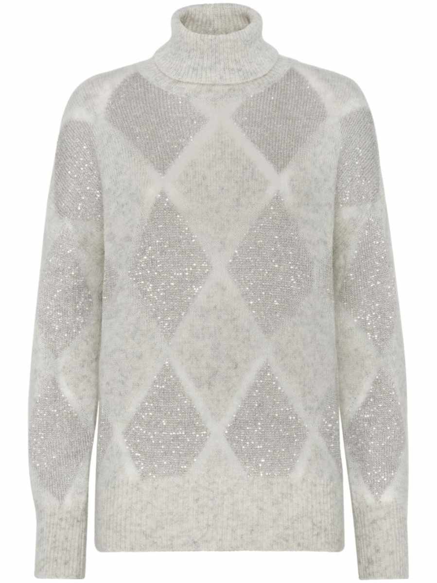 sequined roll-neck jumper