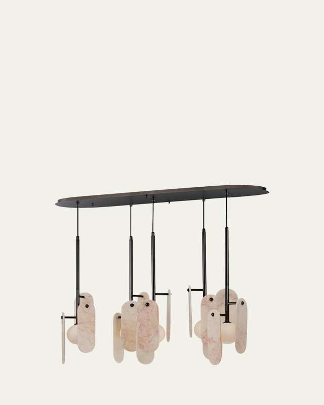 X Nina Magon Megalith 5-Light Rose Jade Onyx Pendant Light