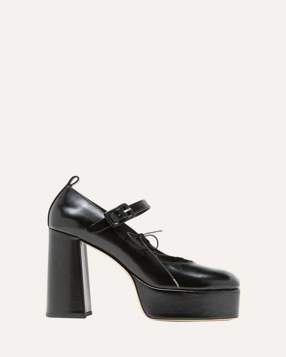 Heart Leather Ballerina Pumps