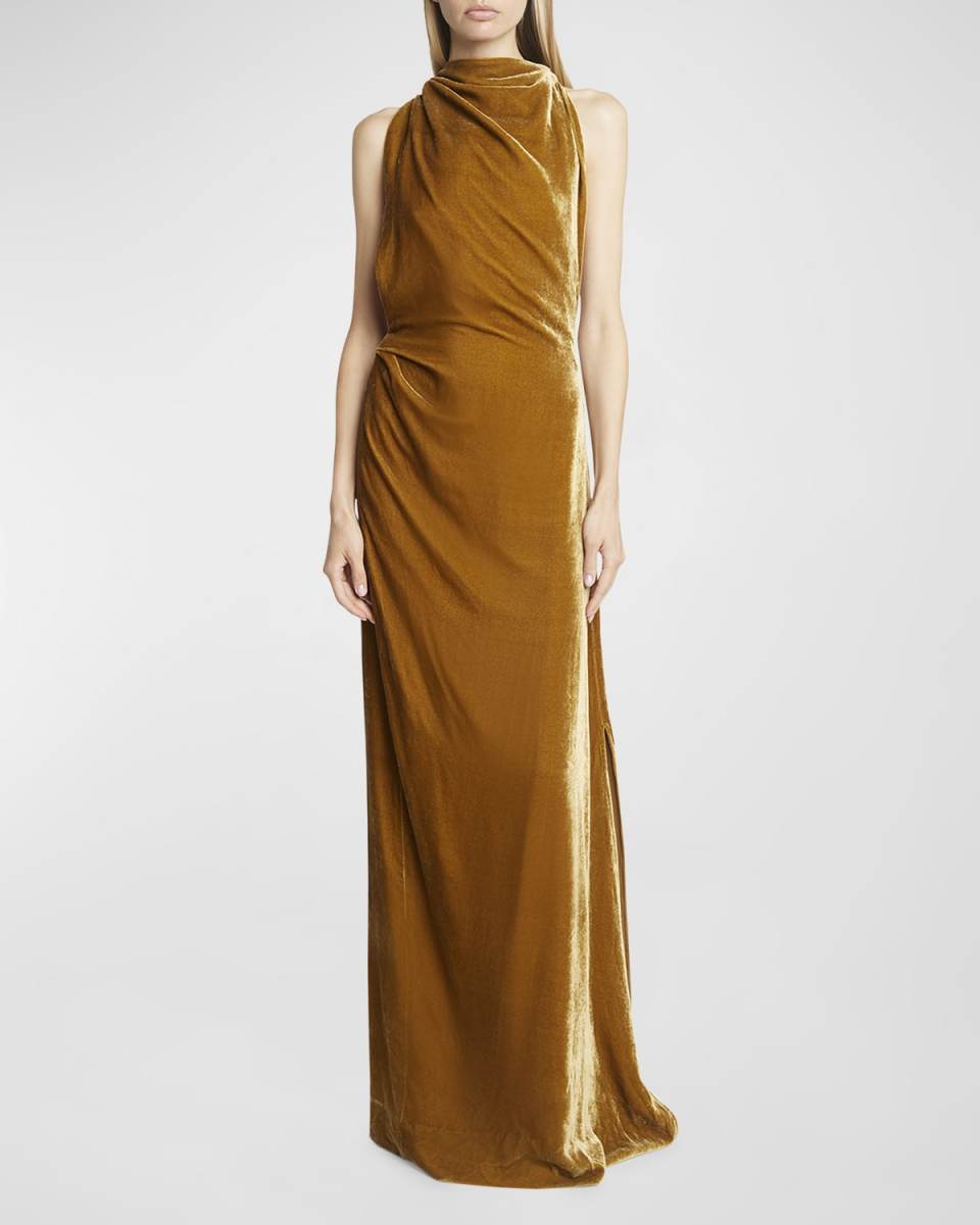 Faye Twisted Backless Velvet Gown