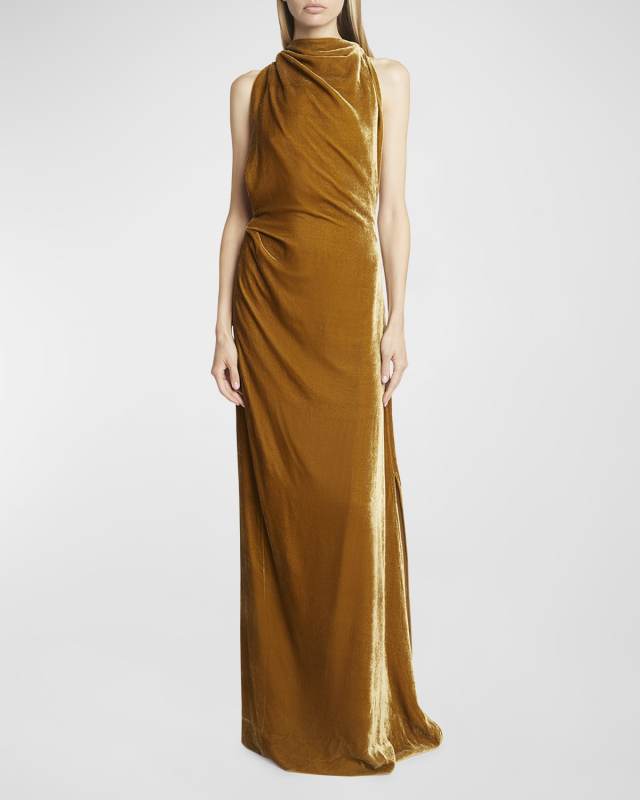 Faye Twisted Backless Velvet Gown