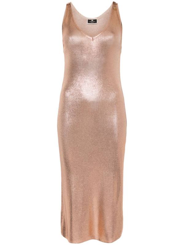 laminated midi dress
