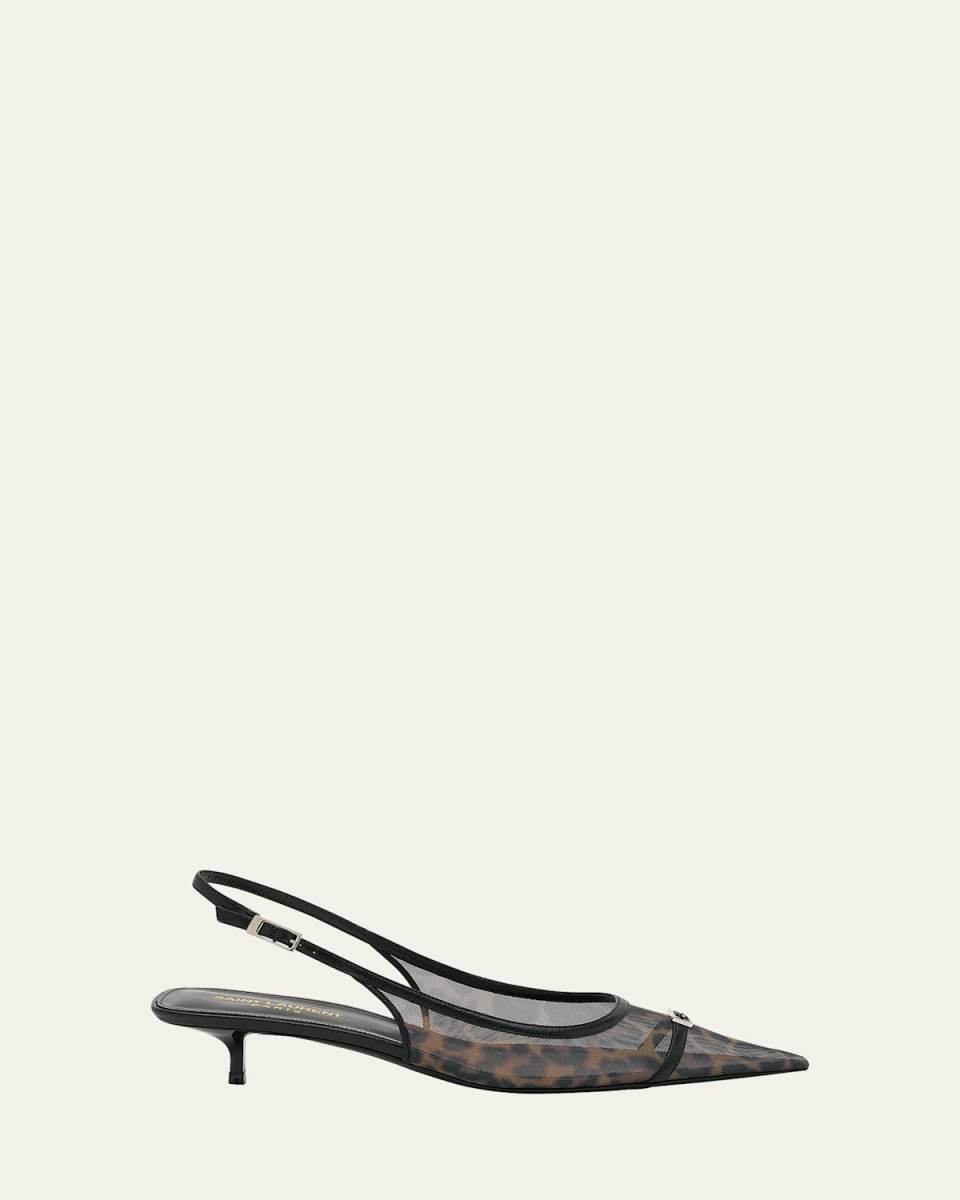 Oxalis Leopard Mesh Slingback Pumps