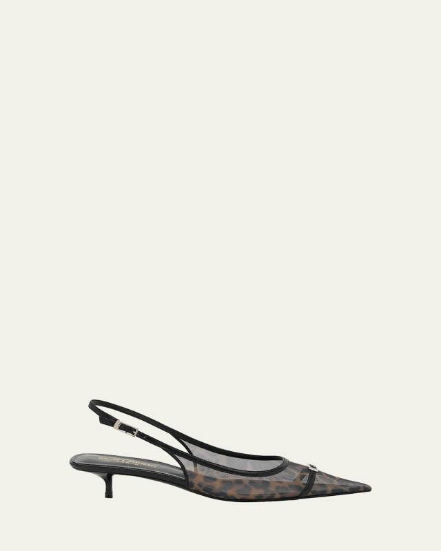 Oxalis Leopard Mesh Slingback Pumps