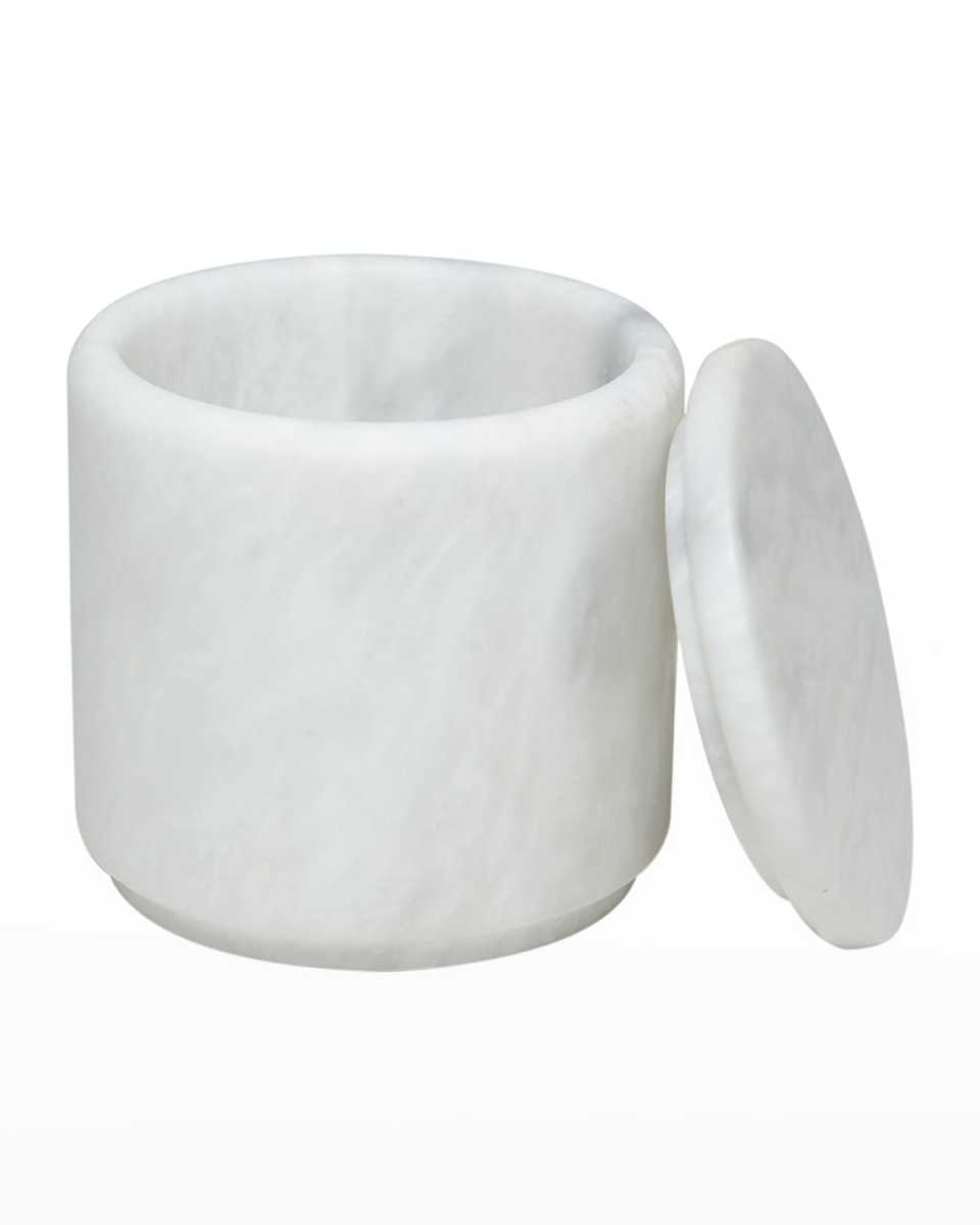 Eris Collection Pearl White Marble Canister