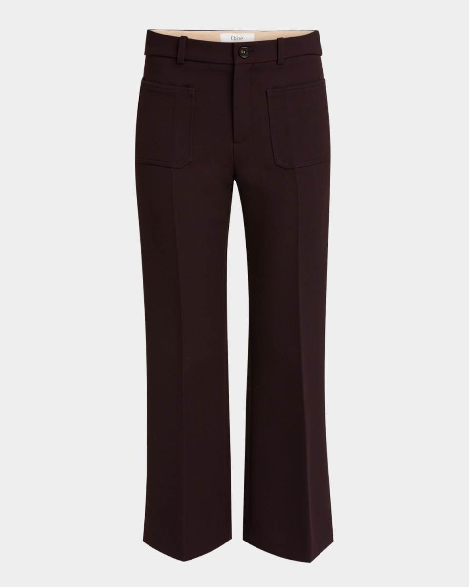 Flared Crop Cavalry Wool Trousers