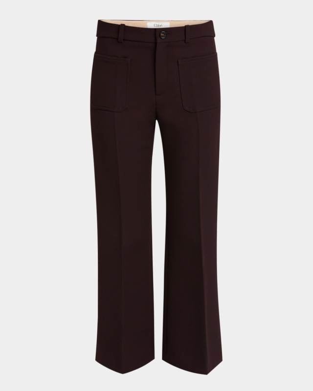 Flared Crop Cavalry Wool Trousers