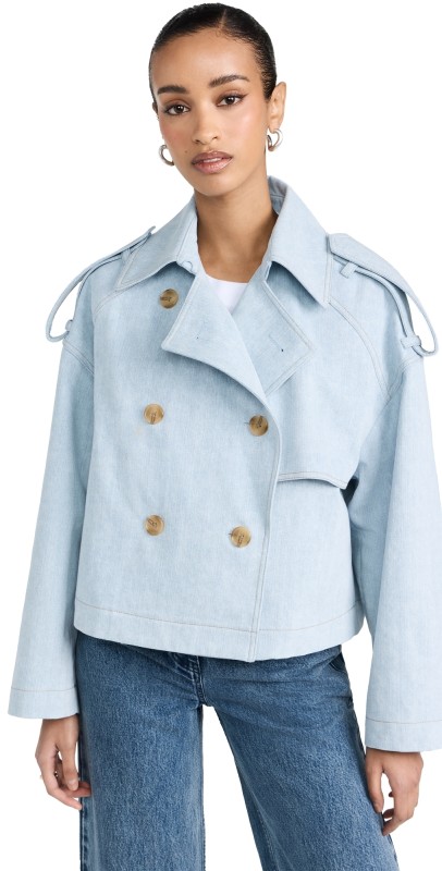 Juun. J Cropped Denim Trench Coat Sky Blue