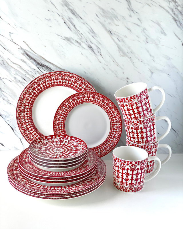 Casablanca Crimson 16-Piece Place Setting Set