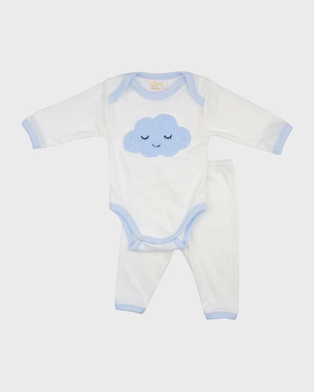 Boy's Sleepy Time Cloud Cotton Coverall w/ Leggings, Size 0-