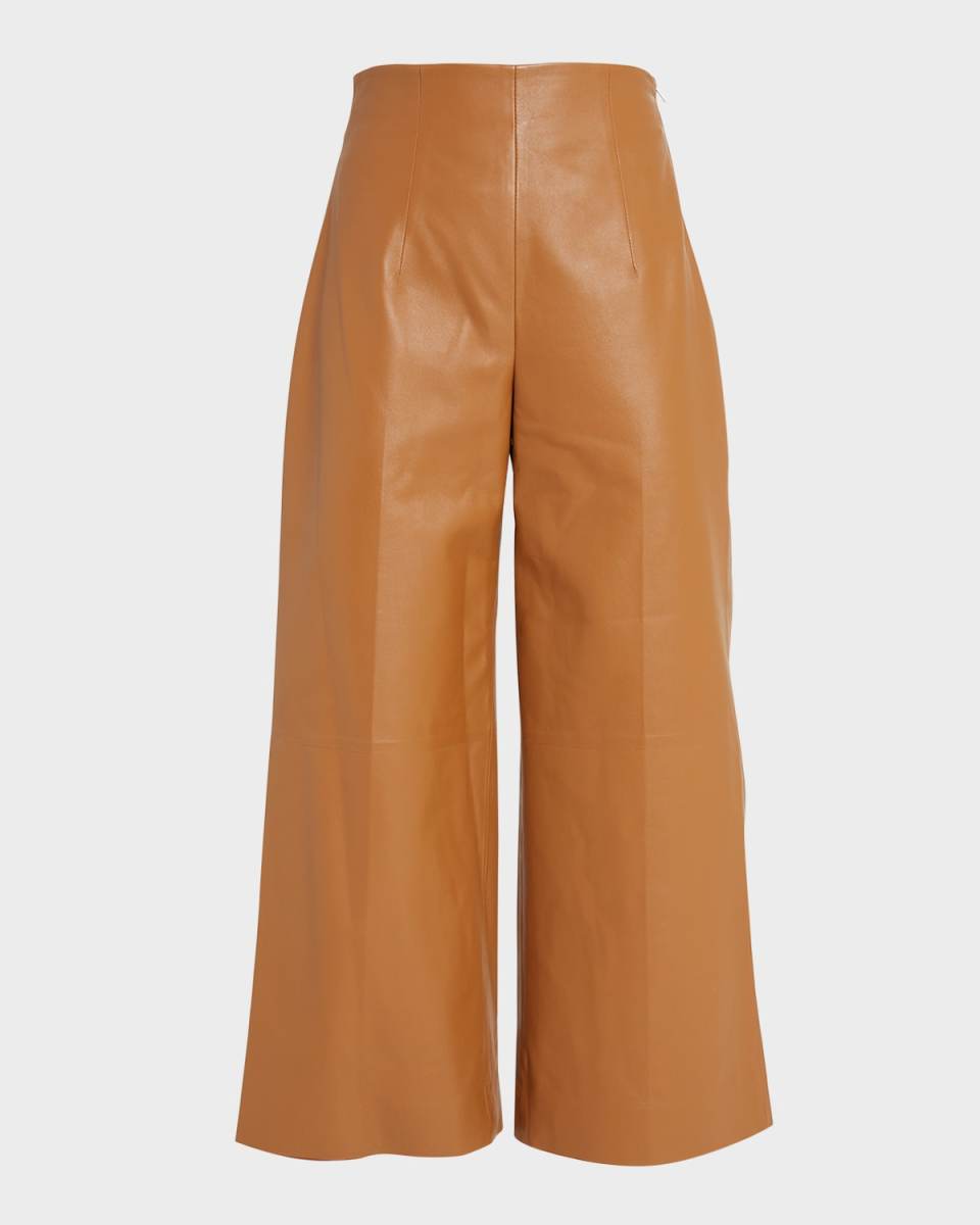 Wide-Leg Leather Trousers