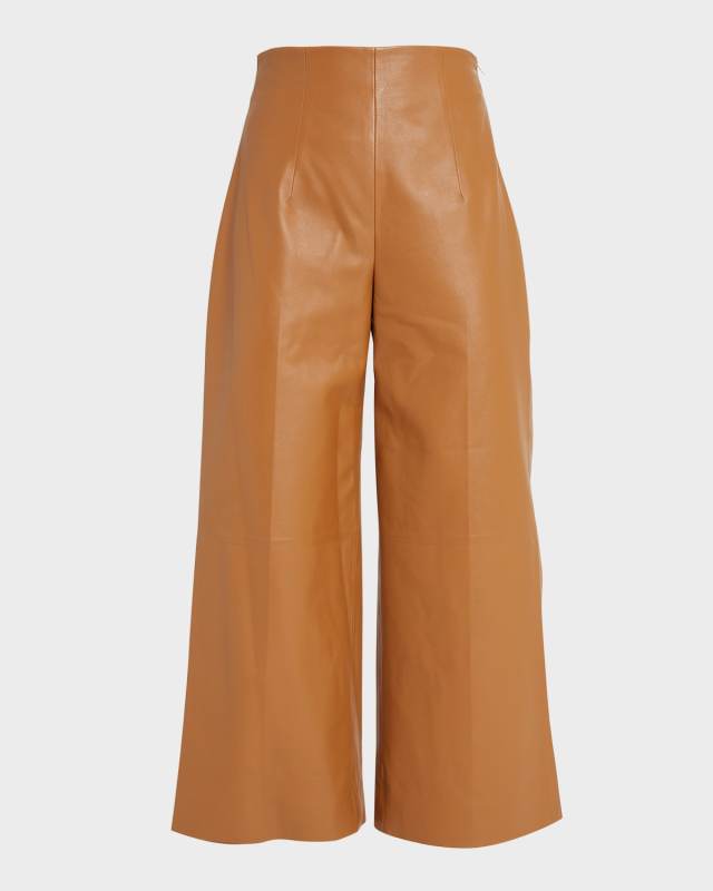 Wide-Leg Leather Trousers