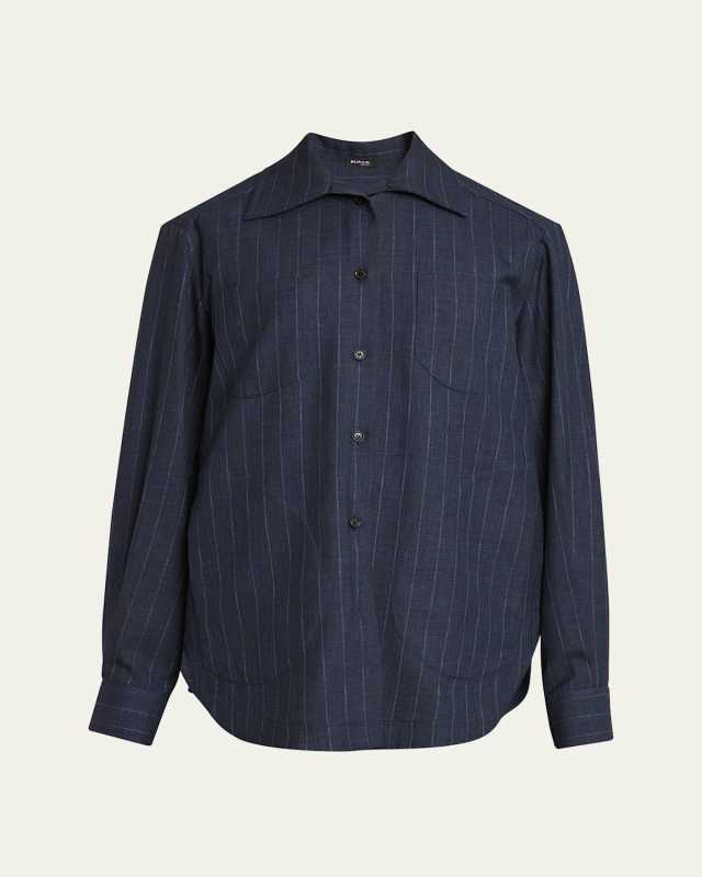 Stripe Button Down Wool Top