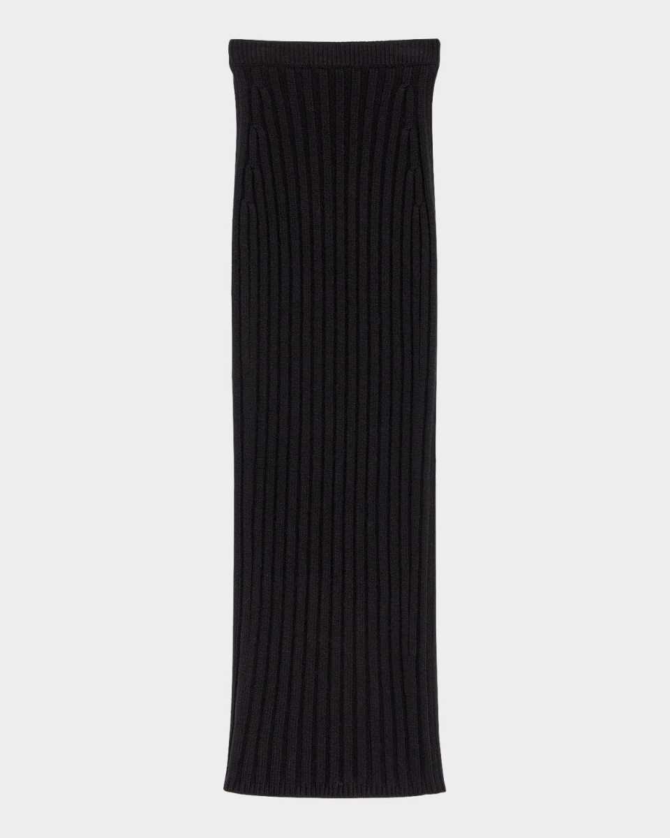 Seta Wool-Cashmere Ribbed Maxi Skirt