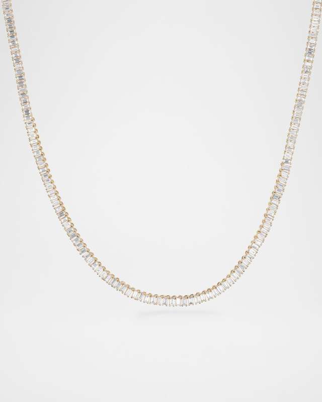 Vertical Row Baguette Tennis Necklace