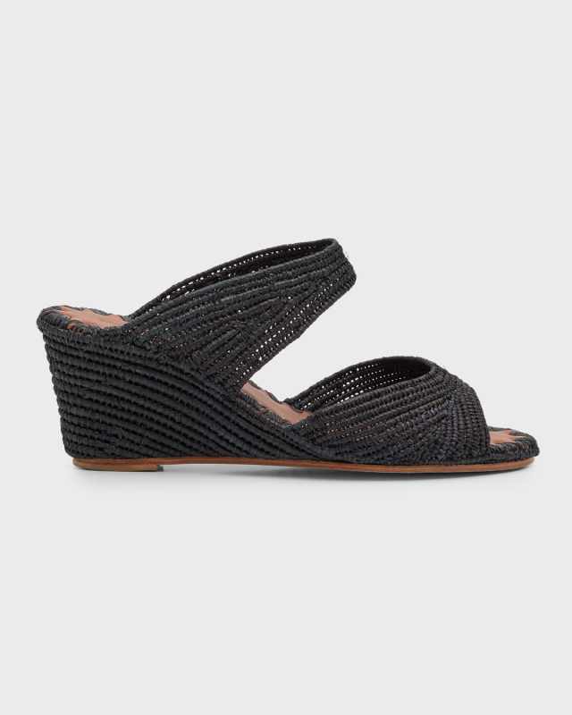 Houcine Raffia Wedge Sandals