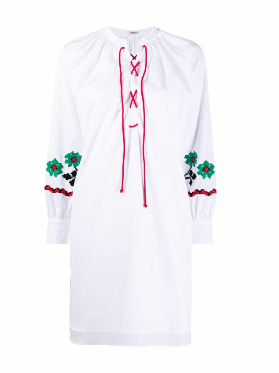 drawstring floral embroidered tunic