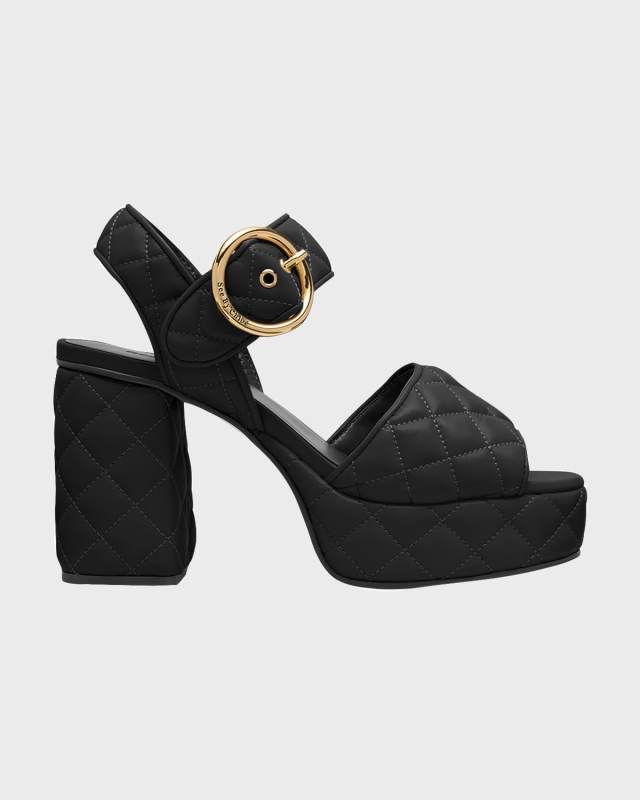 Jodie Quilted Ankle-Strap Platform Sandals