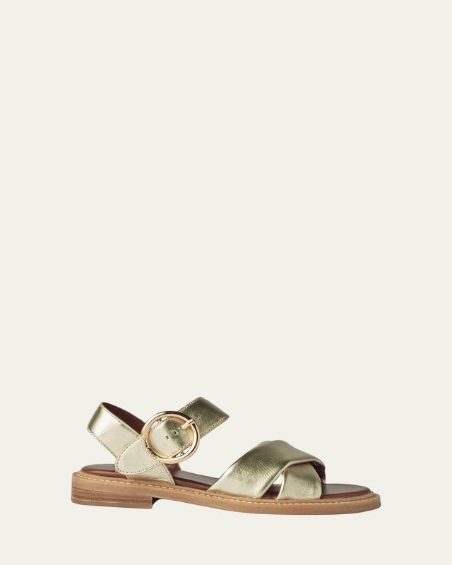 Lyna Metallic Crisscross Ankle-Strap Sandals