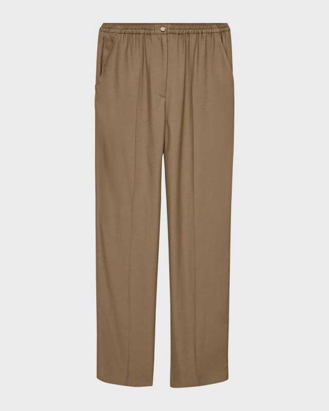 Tahiti Mid-Rise Straight-Leg Twill Pants