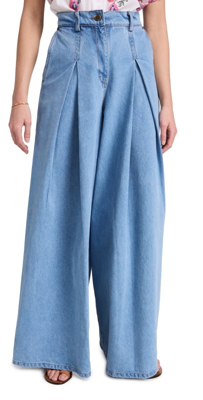 Fe Noel Front Pleat Wide Leg Jeans Medium Wash