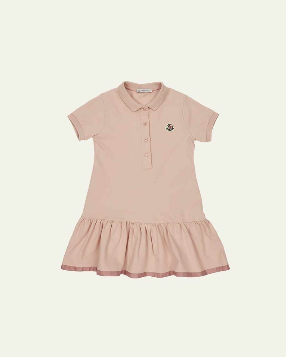 Girl's Logo Patch Polo Dress, Size 4-6