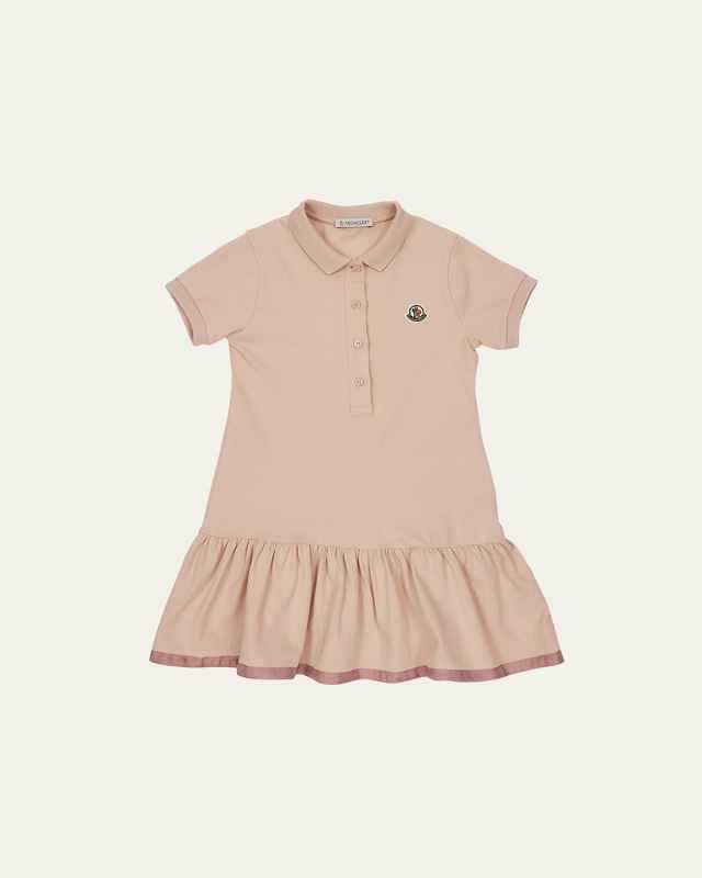 Girl's Logo Patch Polo Dress, Size 4-6