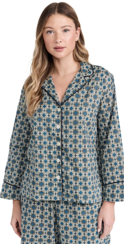 THE GREAT. The Pajama Shirt Geo Medallion Print