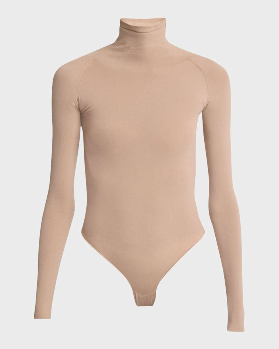 Semi-Sheer Turtleneck Bodysuit