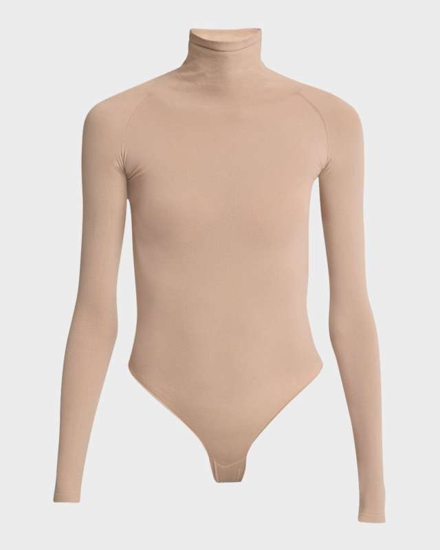 Semi-Sheer Turtleneck Bodysuit