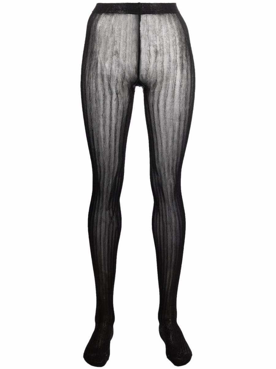 metallic-effect striped tights